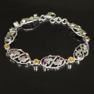 Nicky Butler Designer 925 Sterling Silver Citrine Rhodolite Garnet Bracelet NWT